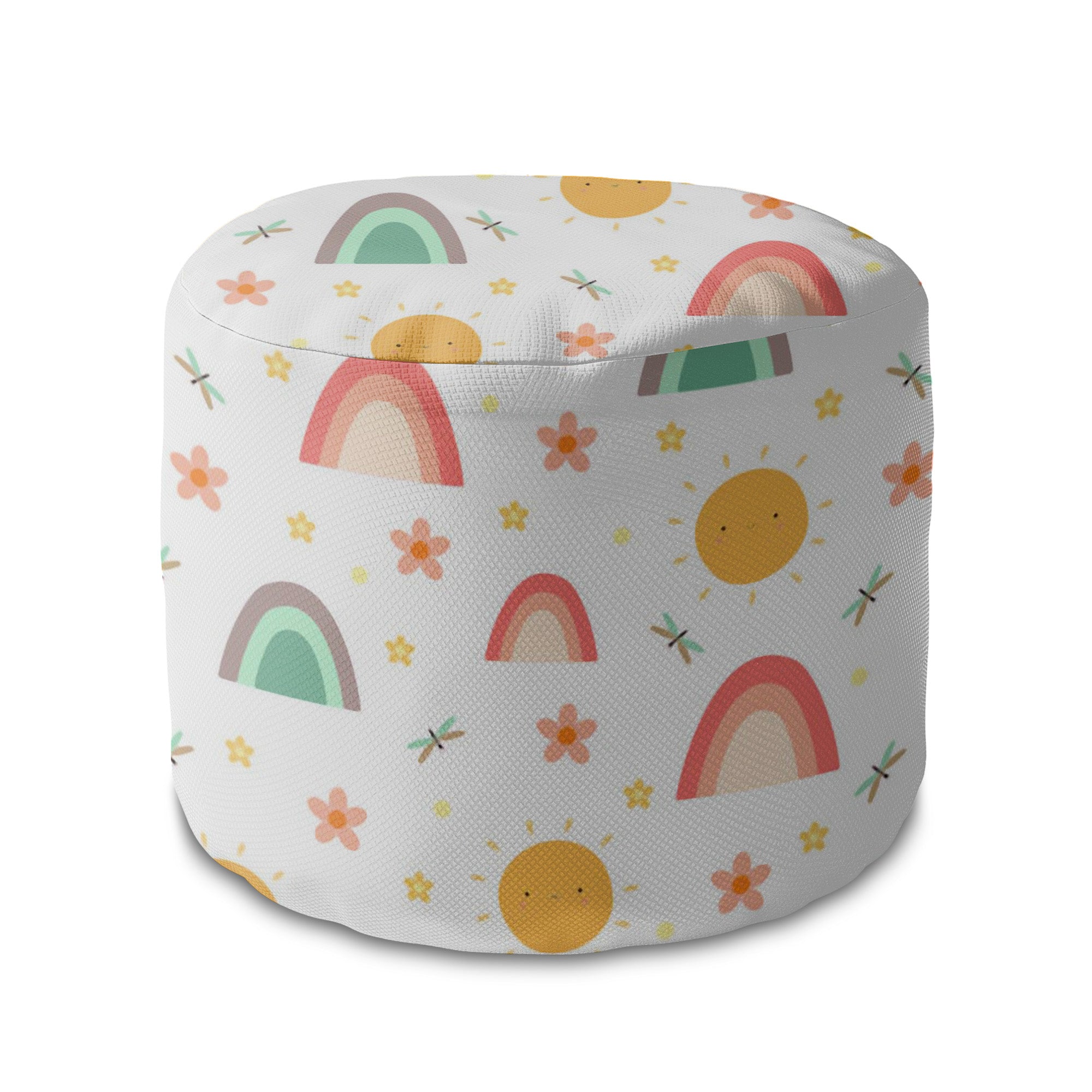 Round Pouf Footrest Rainbow and Sun-Panama