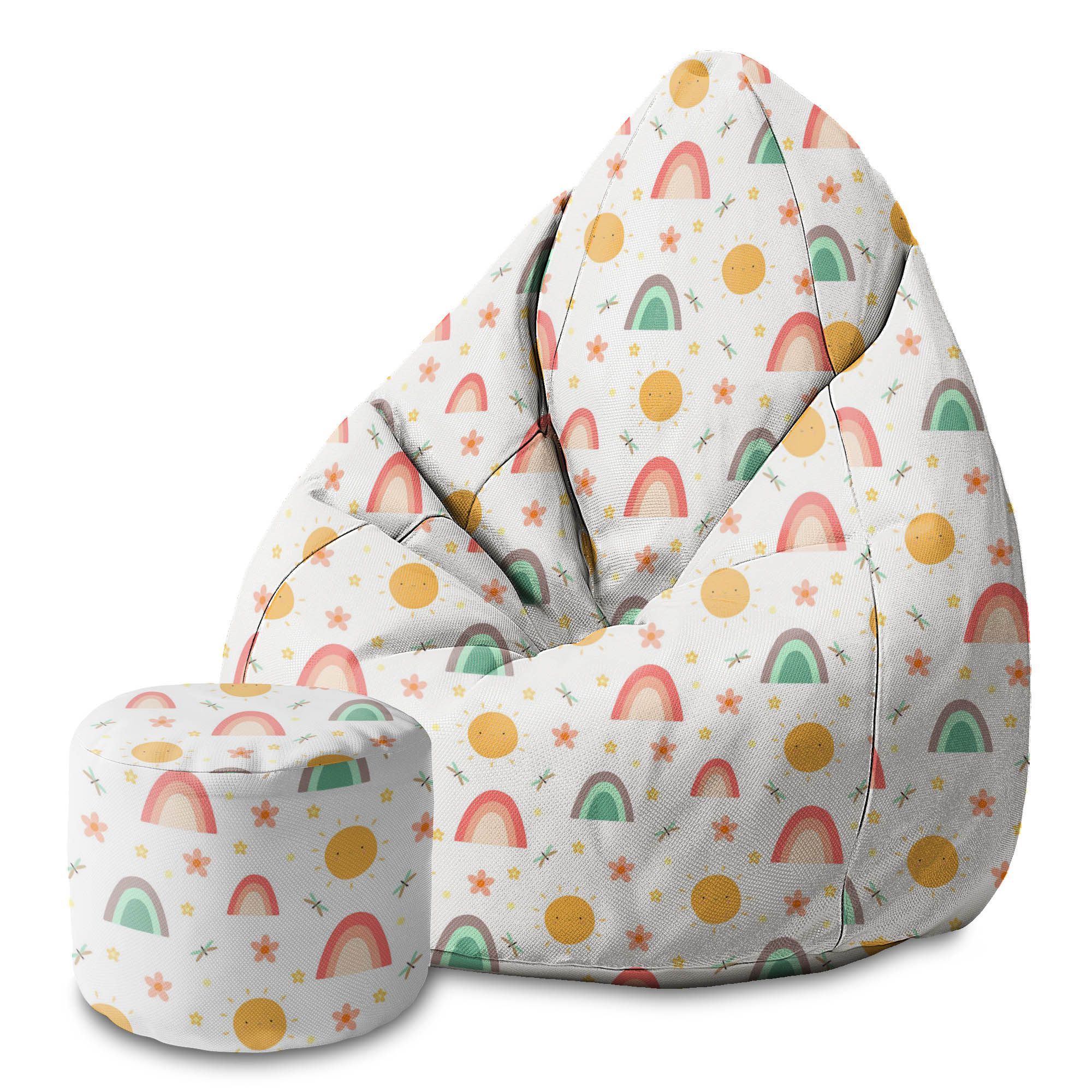 Round Pouf Footrest Rainbow and Sun-Oxford