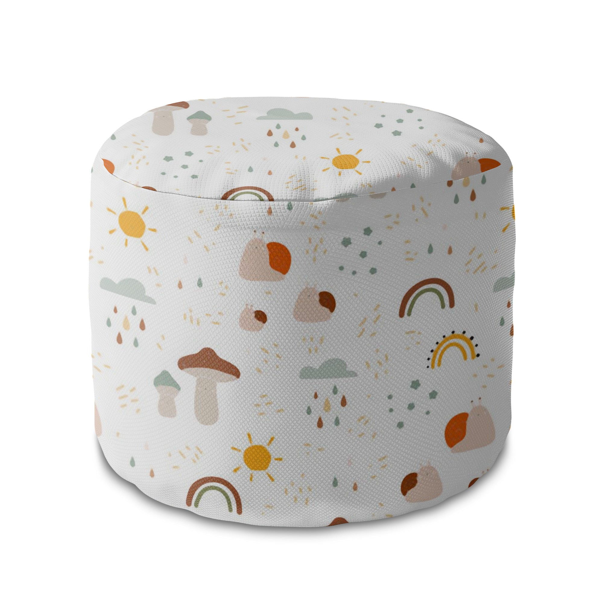 Round Pouf Footrest Autumn Mushroom