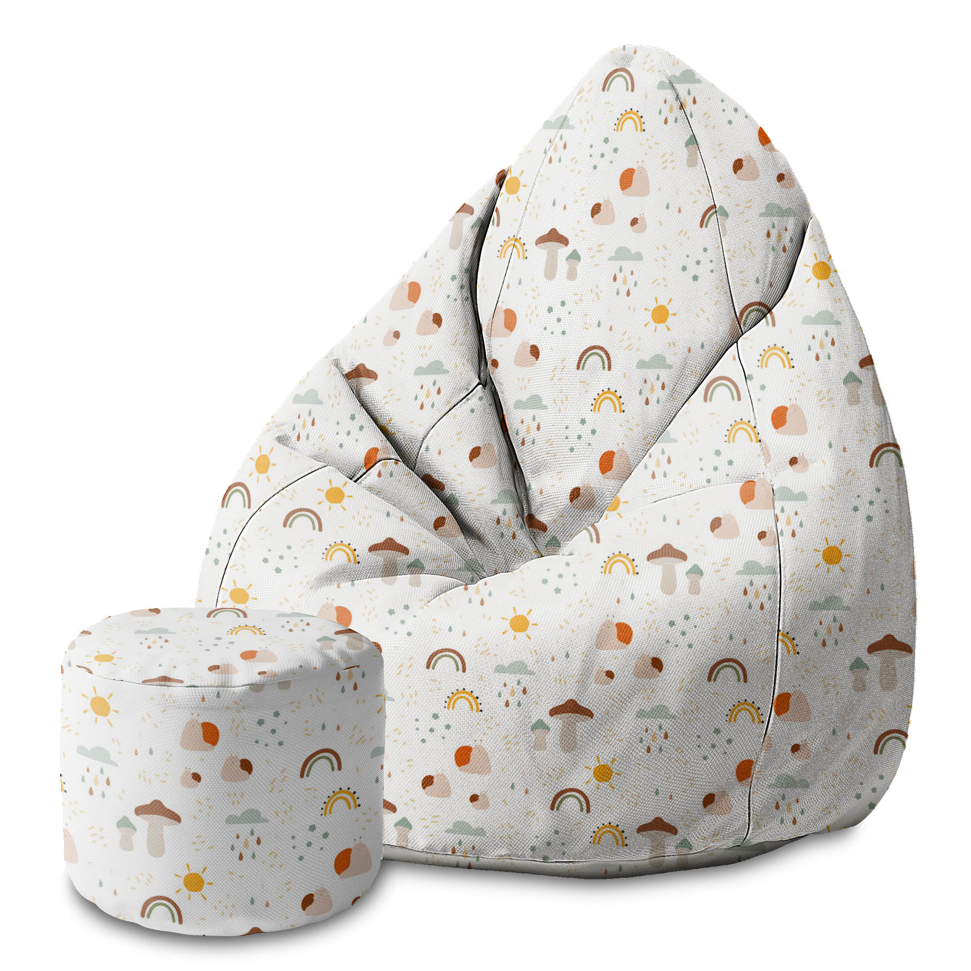 Round Pouf Footrest Autumn Mushroom-Panama