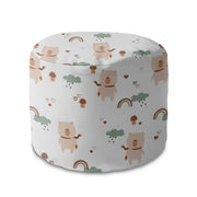 Round Pouf Footrest Bear and Mushrooms