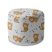 Round Pouf Footrest Baby Tiger