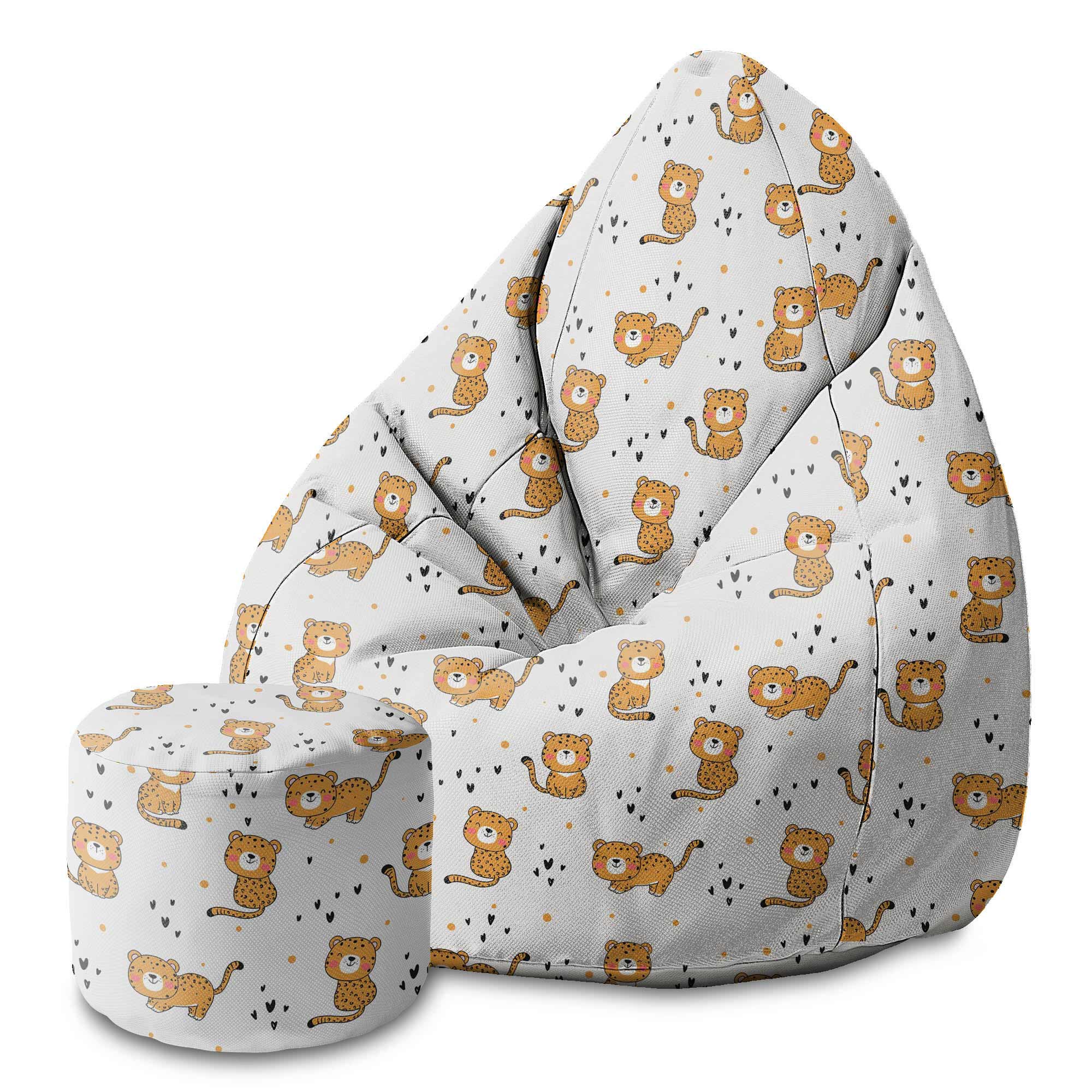 Round Pouf Footrest Baby Tiger-Oxford