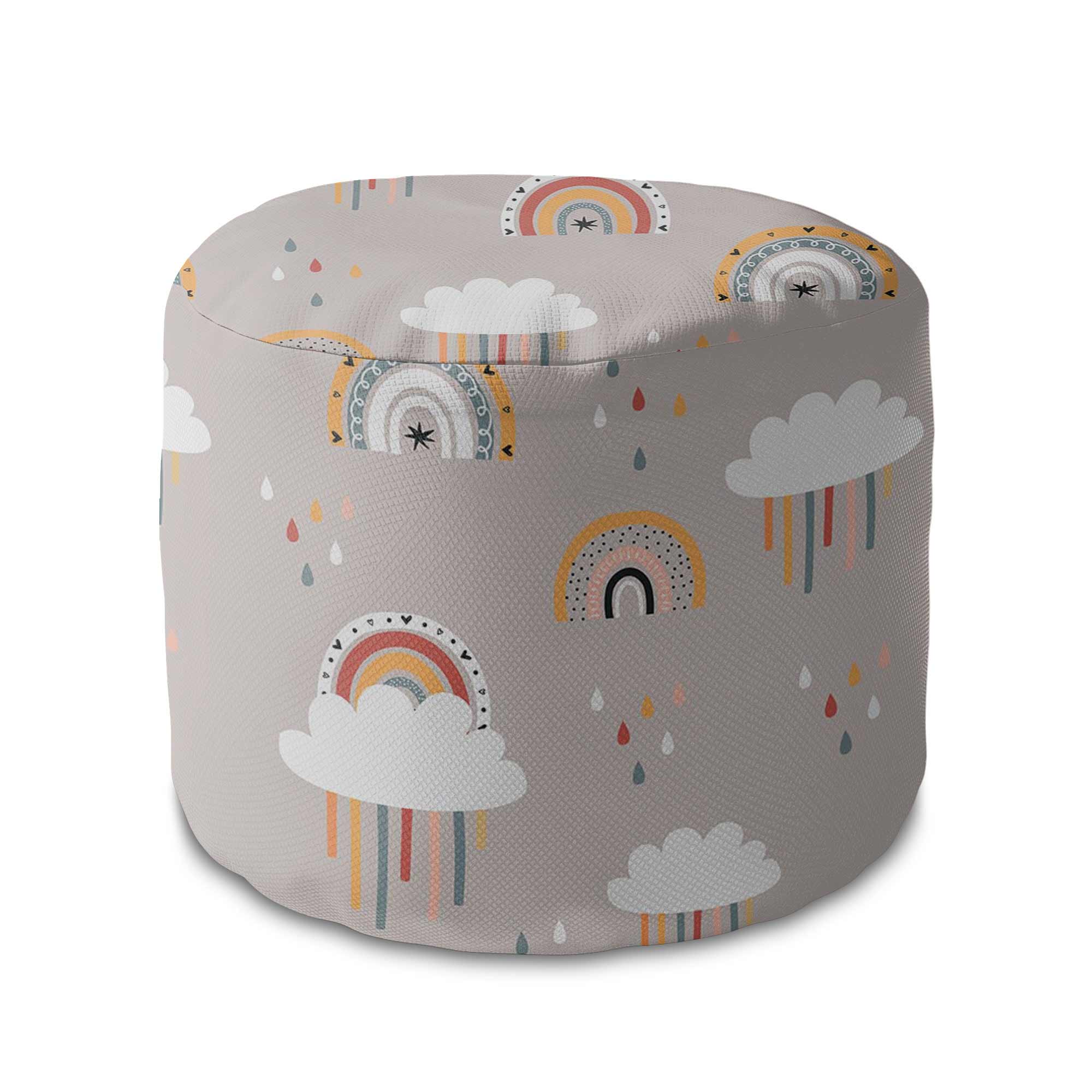 Okrúhly puf podnožka Beige Rainbow-Velvet