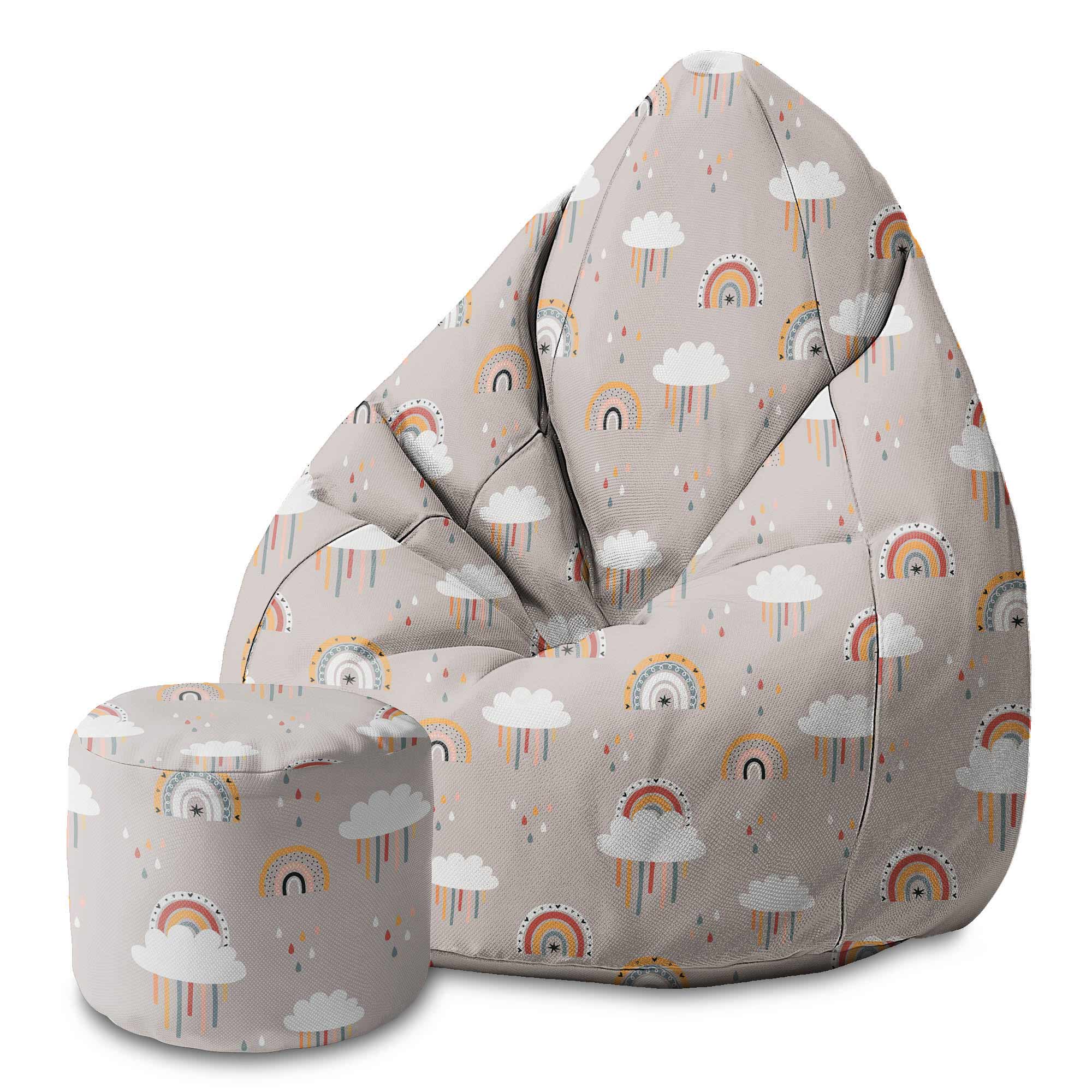 Kulatý puf podnožka Beige Rainbow