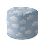 Round Pouf Footrest Blue Clouds