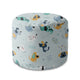 Round Pouf Footrest Cartoon Colorful Dogs-Velvet