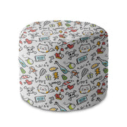 Round Pouf Footrest Cartoon Creepy Cats-Oxford
