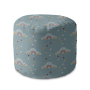 Round Pouf Footrest Rainbow and Hearts-Oxford