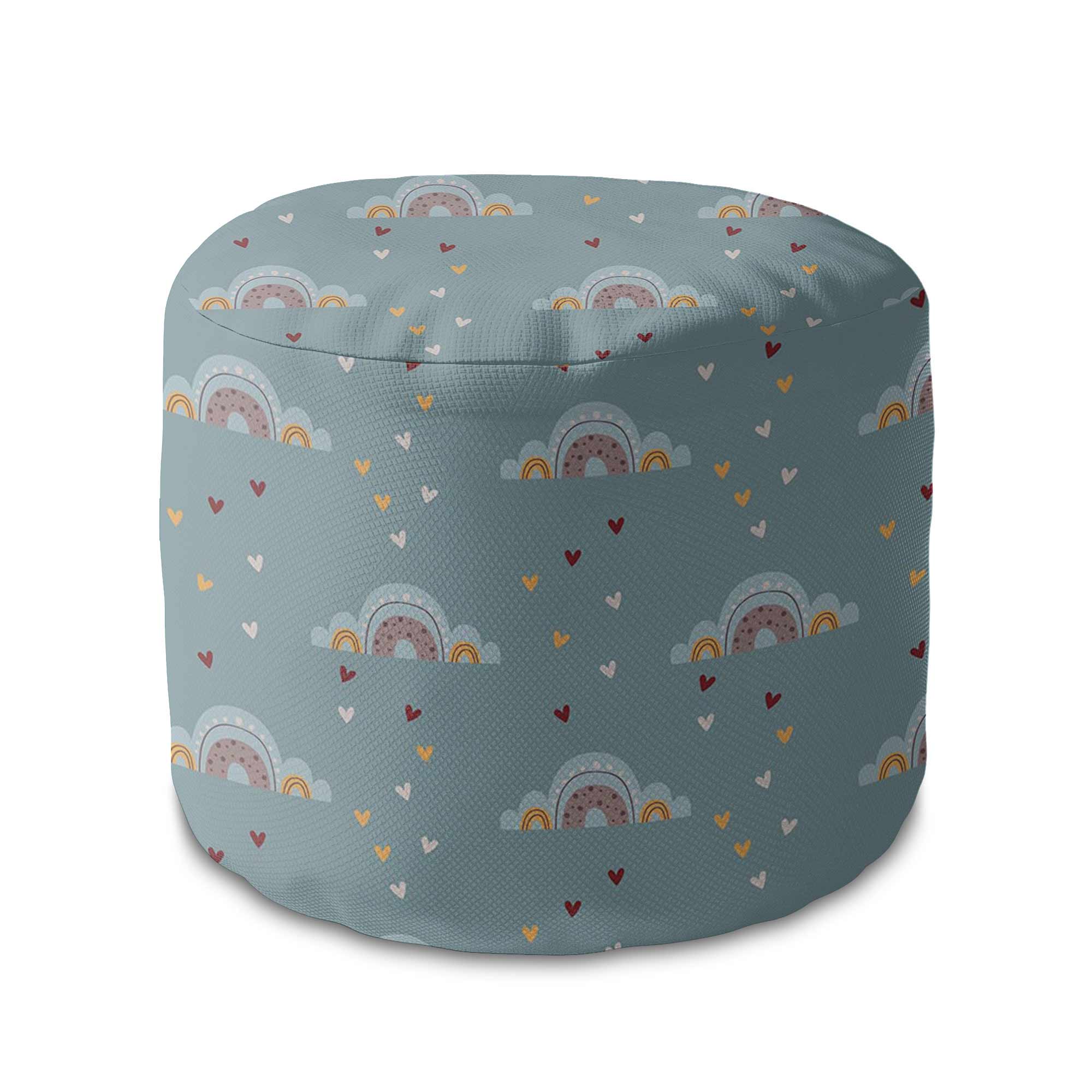 Round Pouf Footrest Rainbow and Hearts-Oxford