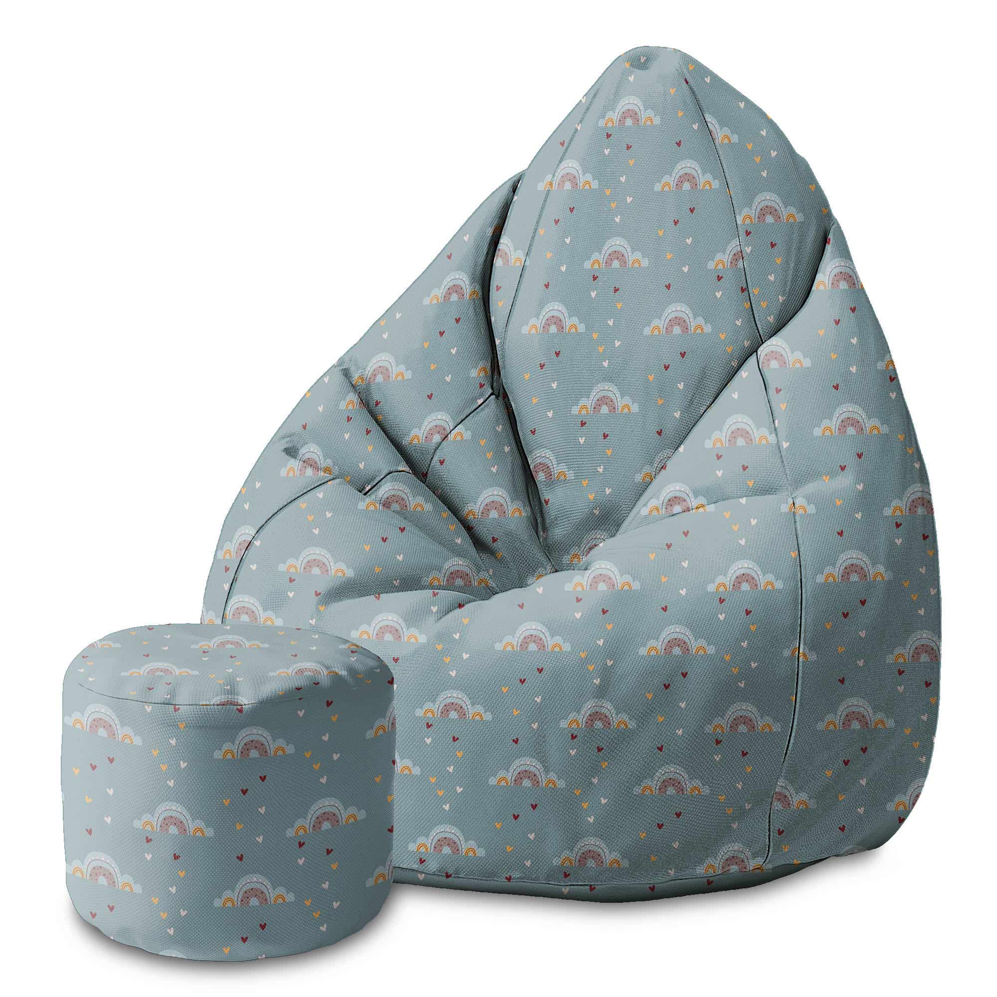 Round Pouf Footrest Rainbow and Hearts-Oxford