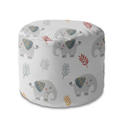 Round Pouf Footrest Cute Elephant-Velvet