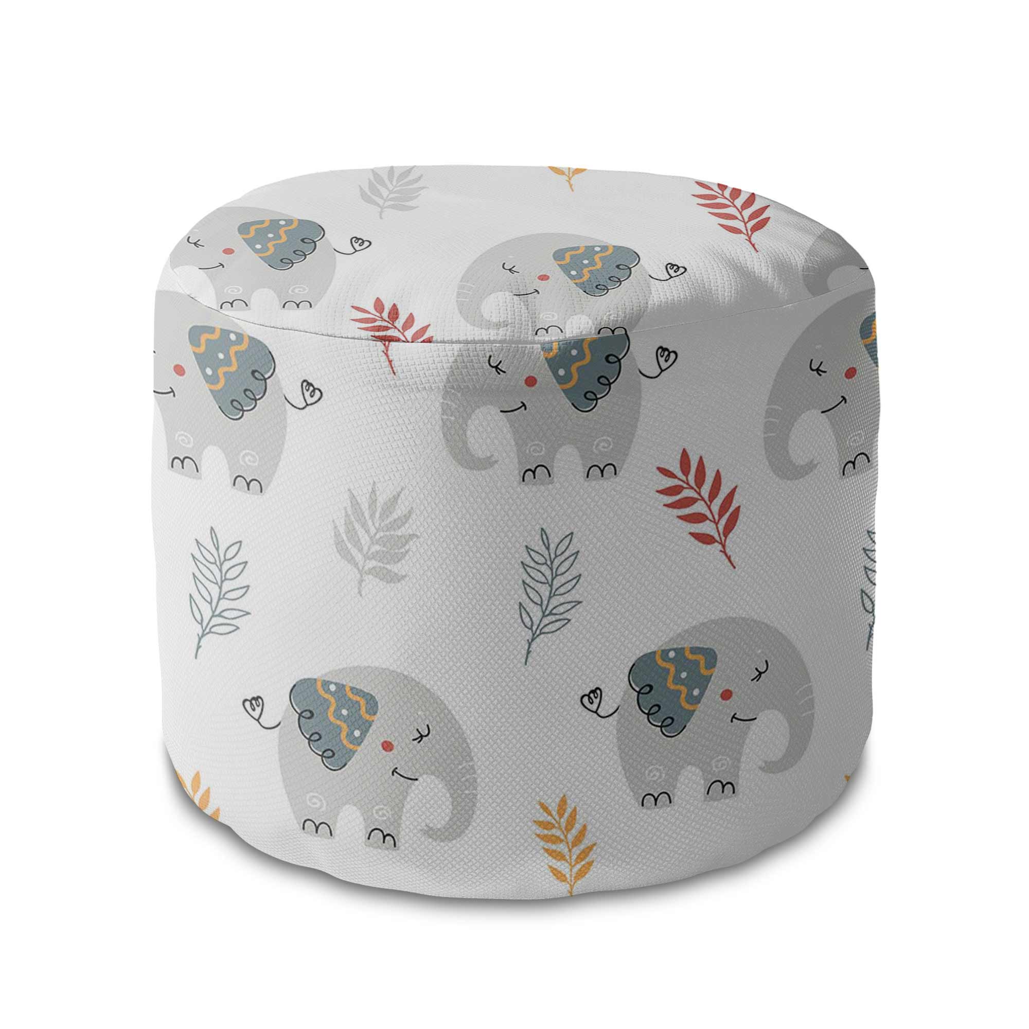 Round Pouf Footrest Cute Elephant-Velvet