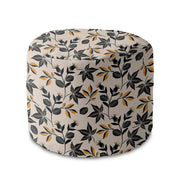 Round Pouf Footrest Cozy Autumn Leaves-Velvet
