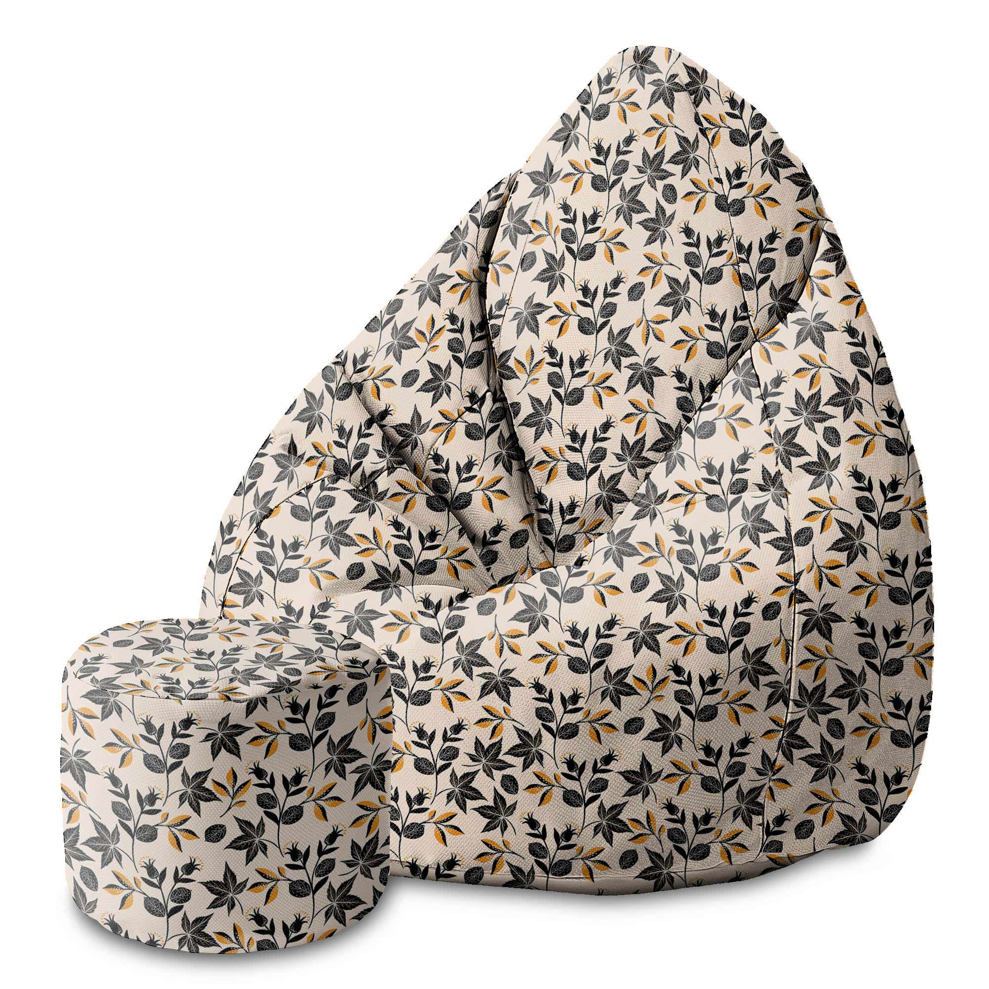 Round Pouf Footrest Cozy Autumn Leaves
