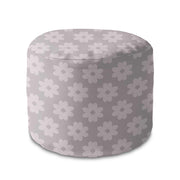 Round Pouf Footrest Daisies on Grey-Oxford