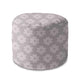 Round Pouf Footrest Daisies on Grey-Velvet