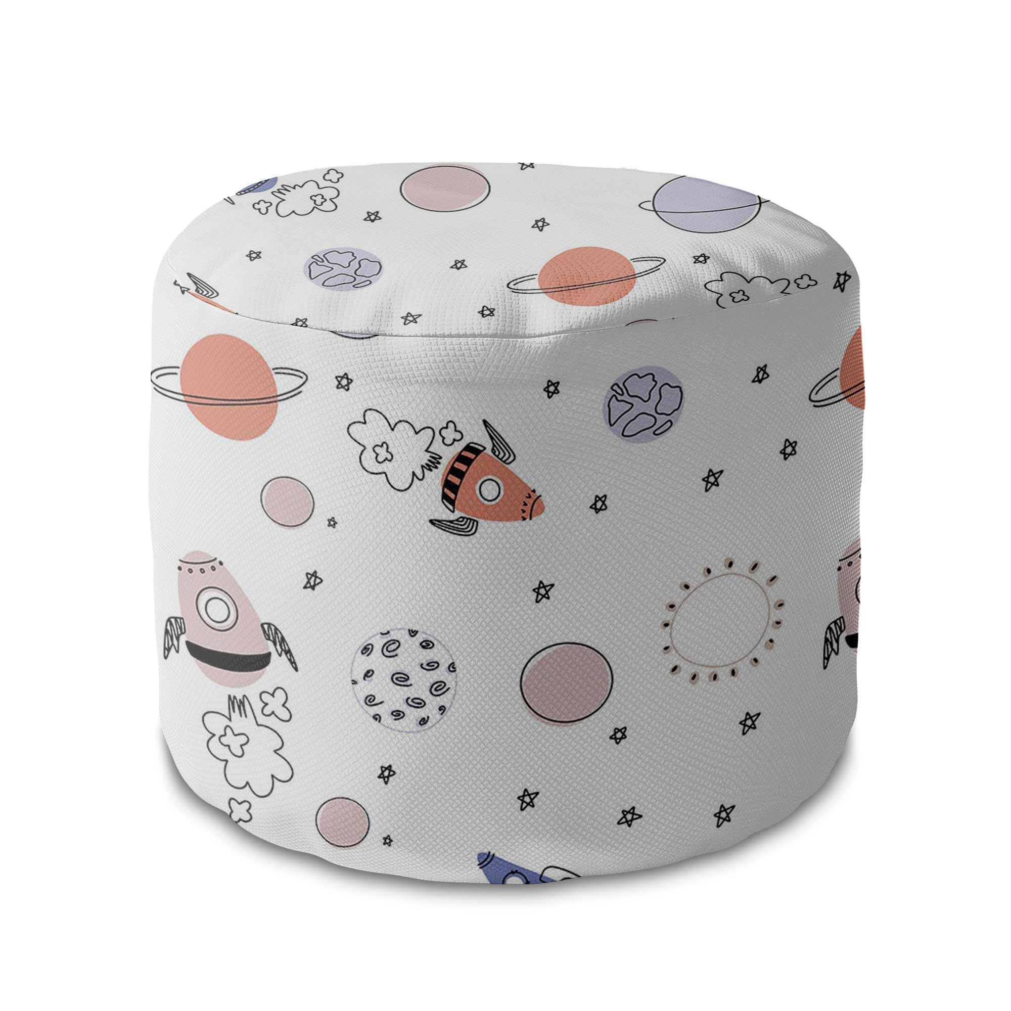Round pouf footstool Lime Cartoon Galaxy-Velvet