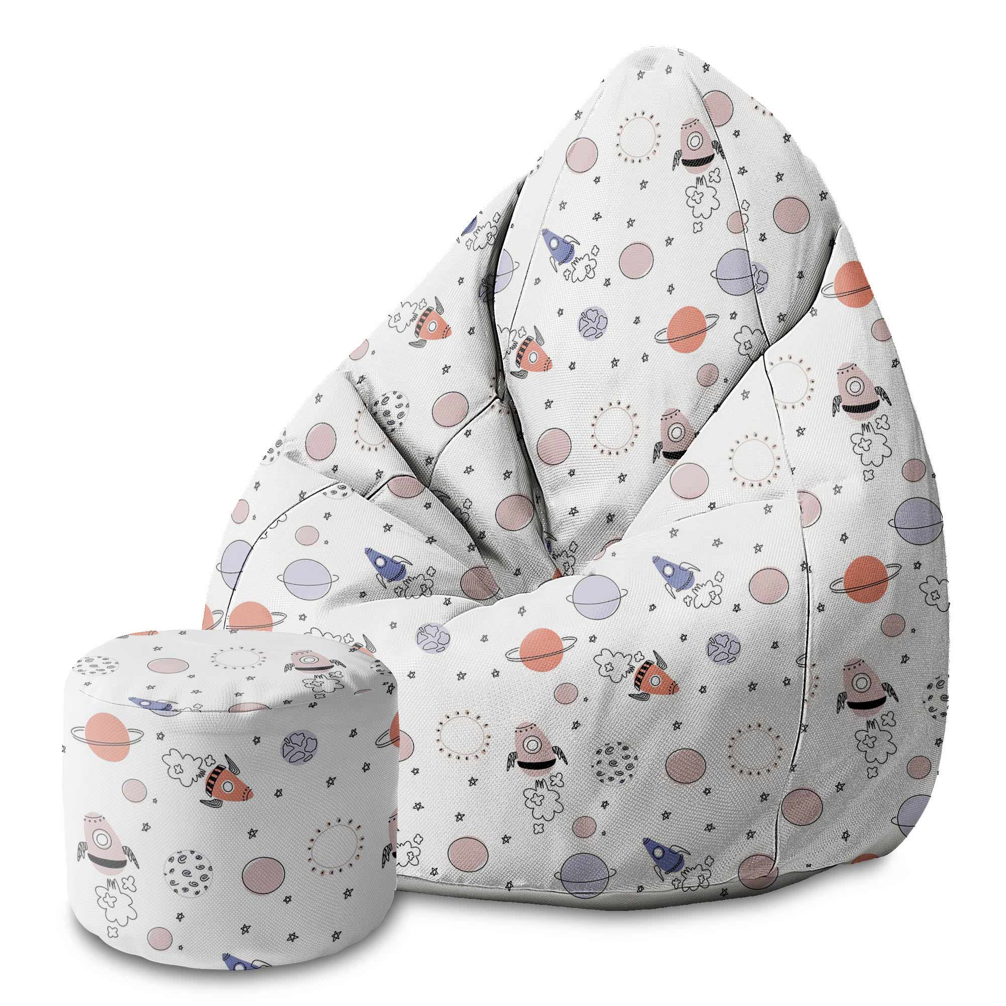Round pouf footstool Lime Cartoon Galaxy-Oxford