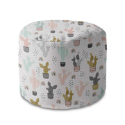 Round pouf footstool Colorful Cactus-Velvet