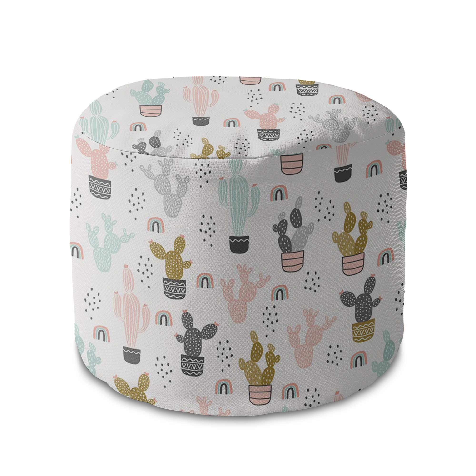 Round pouf footstool Colorful Cactus-Velvet