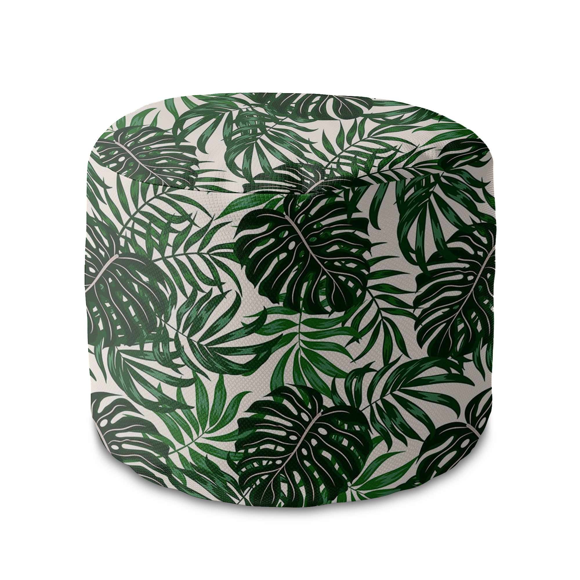 Round pouf footstool Tropical Leaves Pattern-Oxford