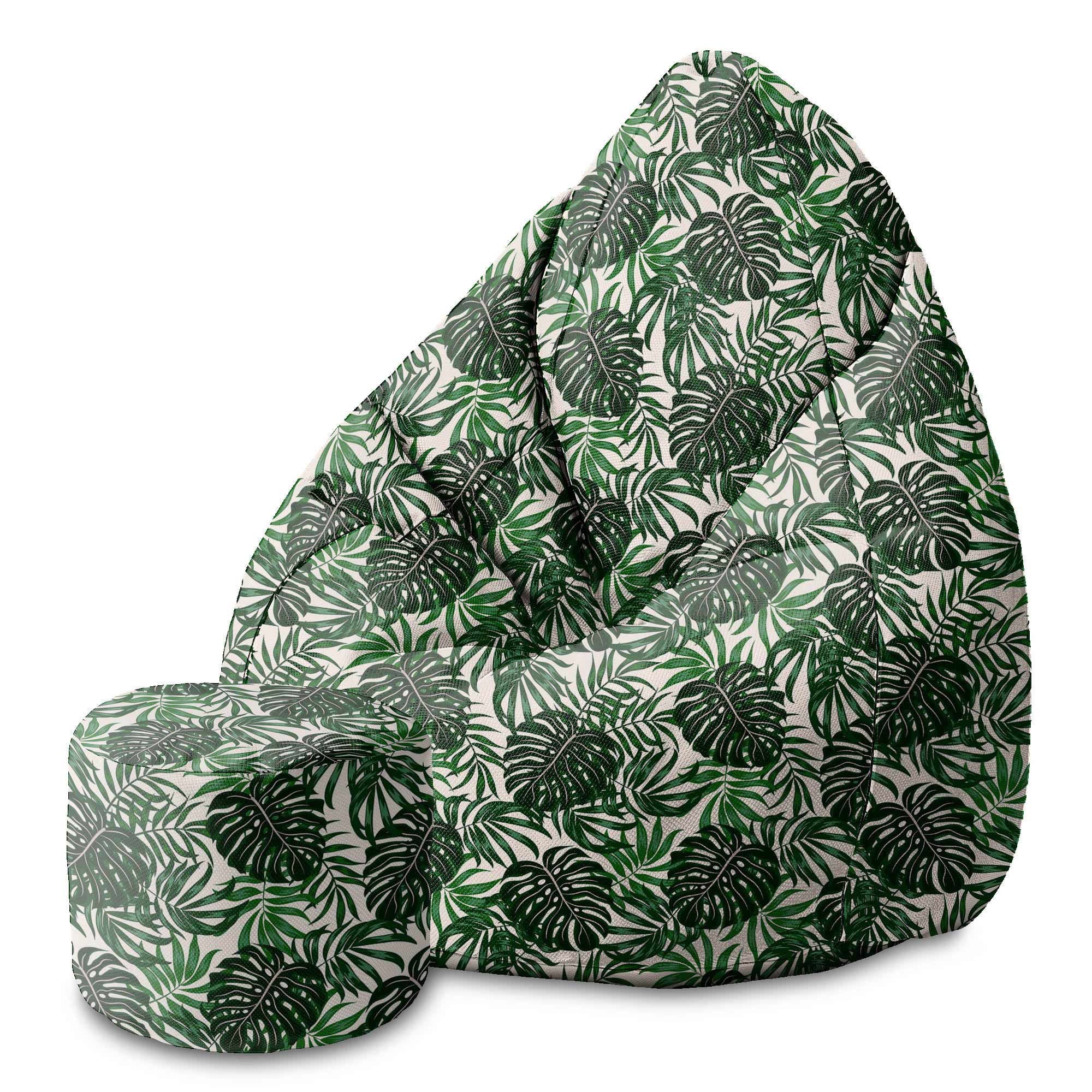 Round pouf footstool Tropical Leaves Pattern-Oxford