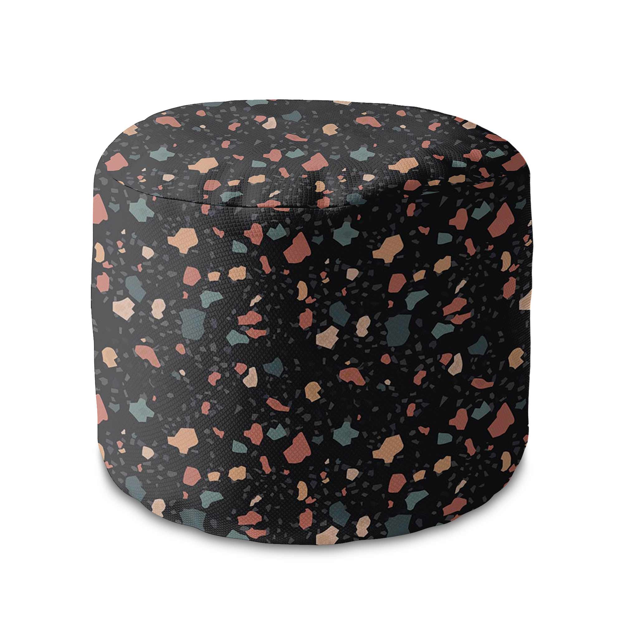 Round pouf footstool Dark Terrazzo