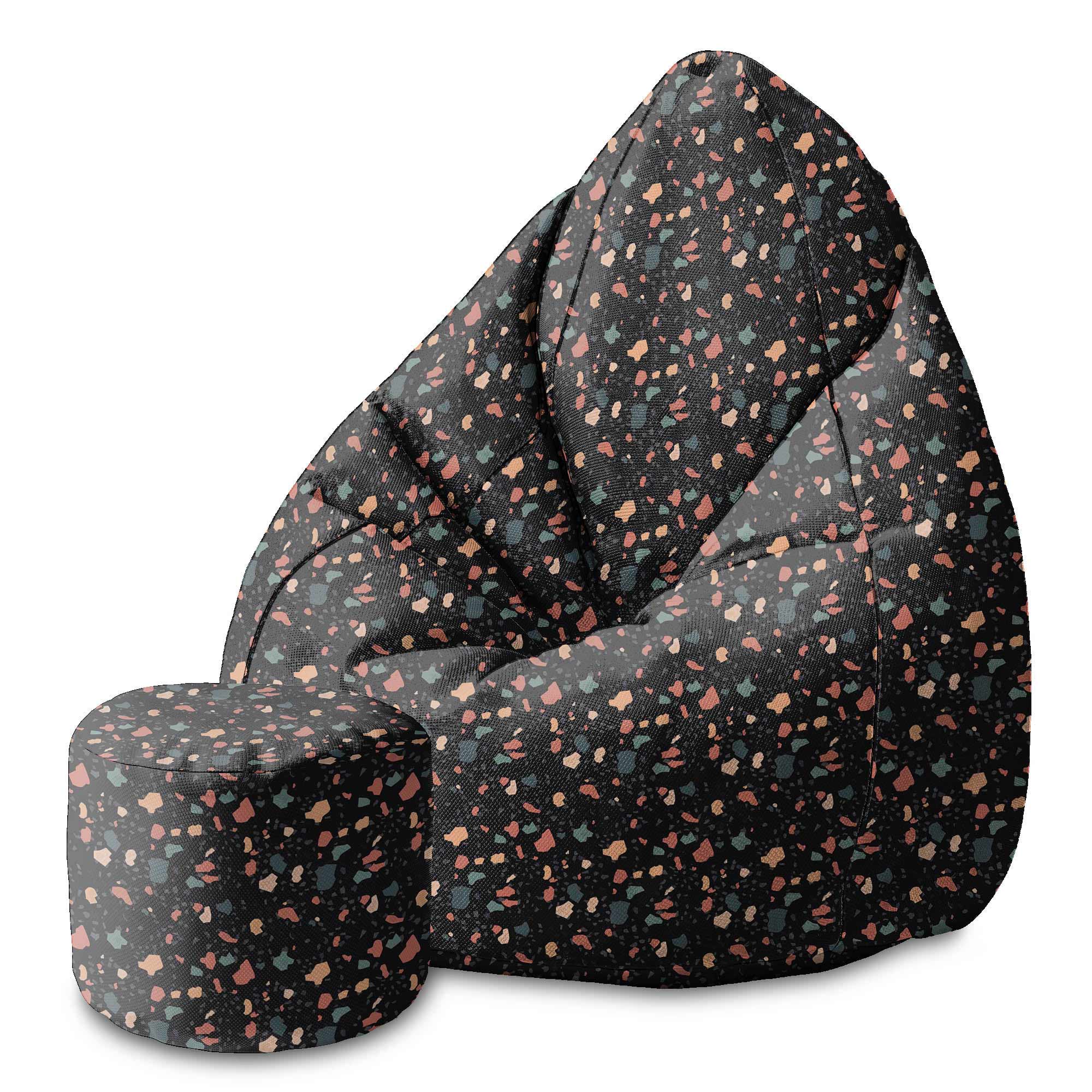 Round pouf footstool Dark Terrazzo-Oxford