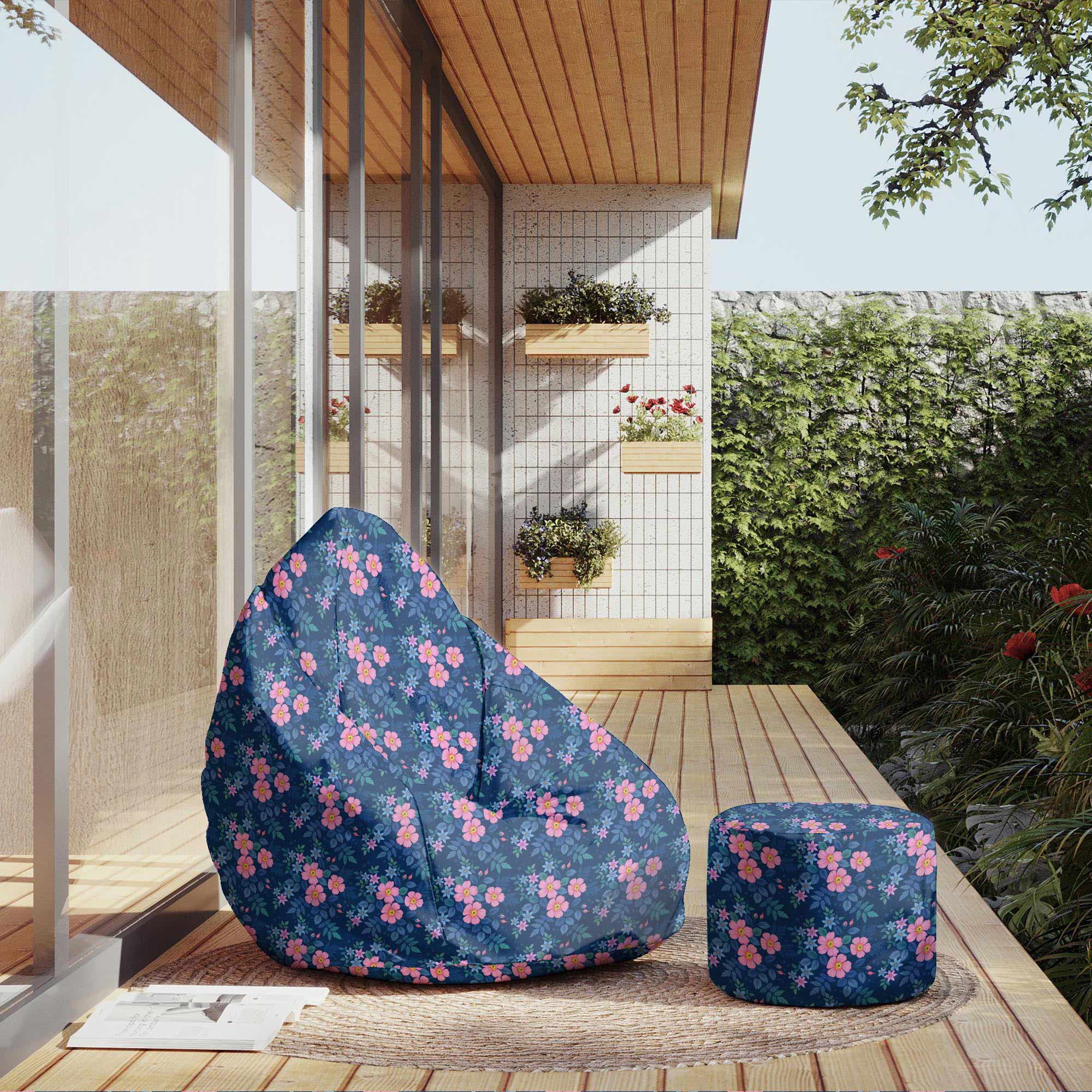 Round pouf footstool Fresh Rose-Oxford