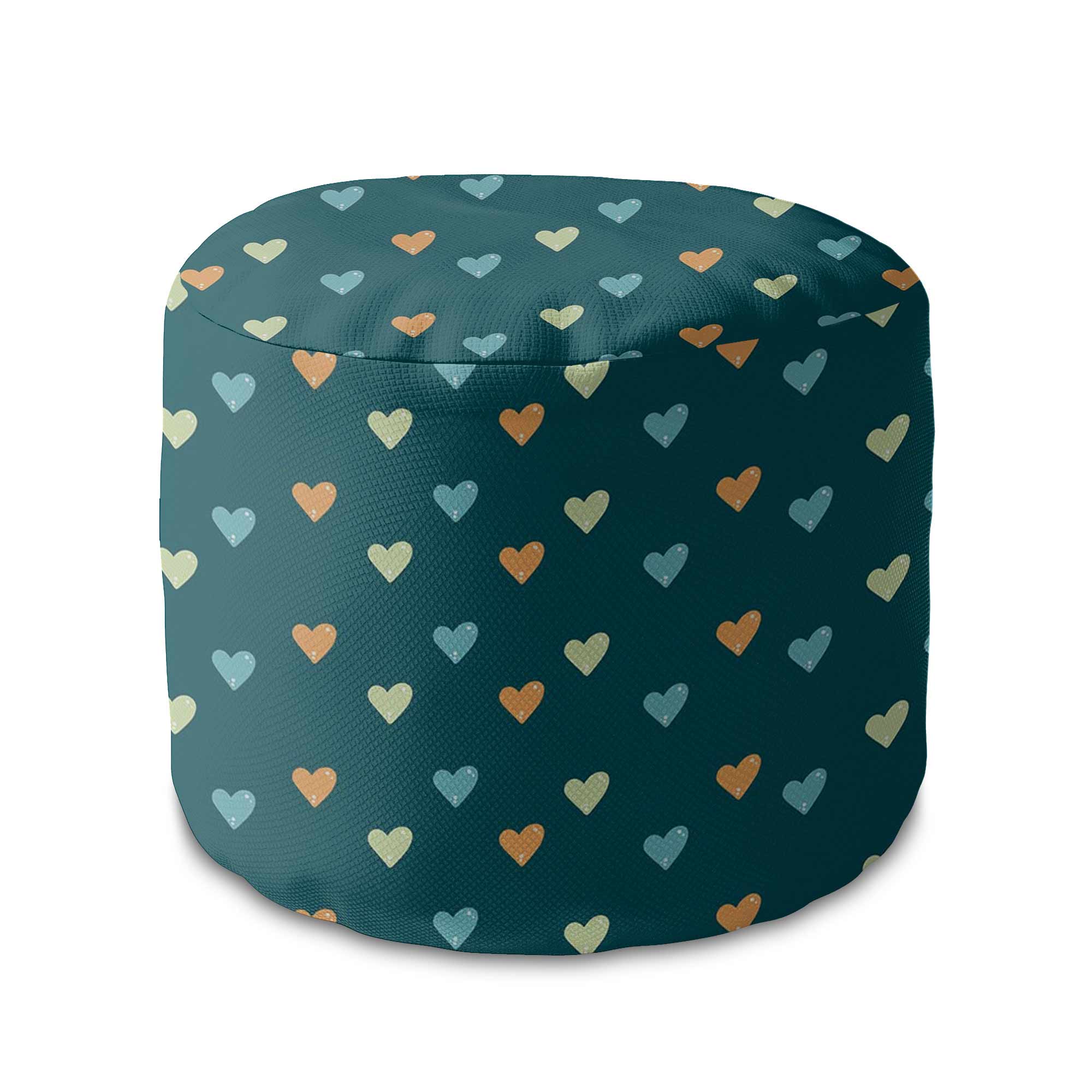 Round Pouf Footstool Colorful Hearts-Oxford
