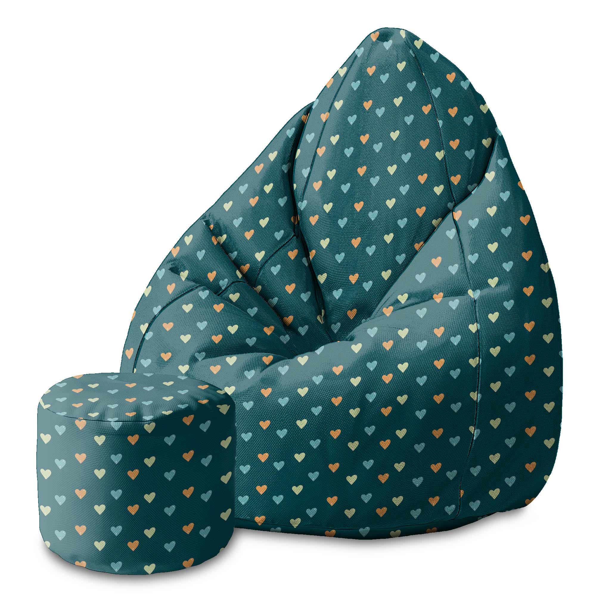 Round Pouf Footstool Colorful Hearts-Oxford