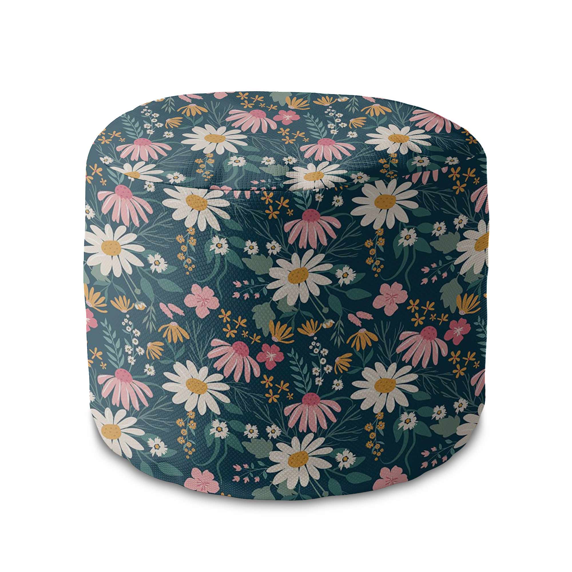 Round Pouf Footstool Daisy Meadow
