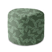 Round Pouf Footstool Herbal Leaves Pattern-Oxford