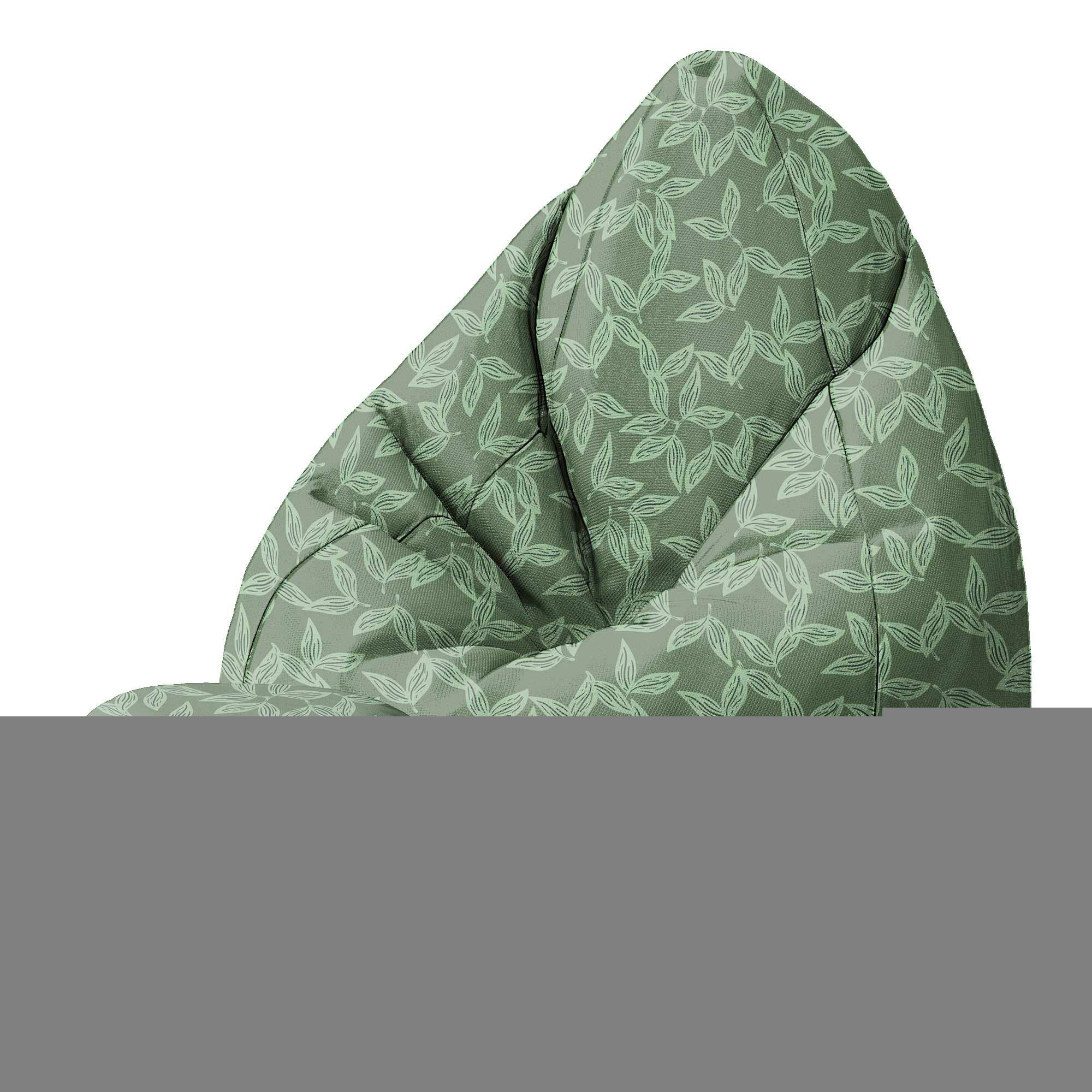 Round Pouf Footstool Herbal Leaves Pattern
