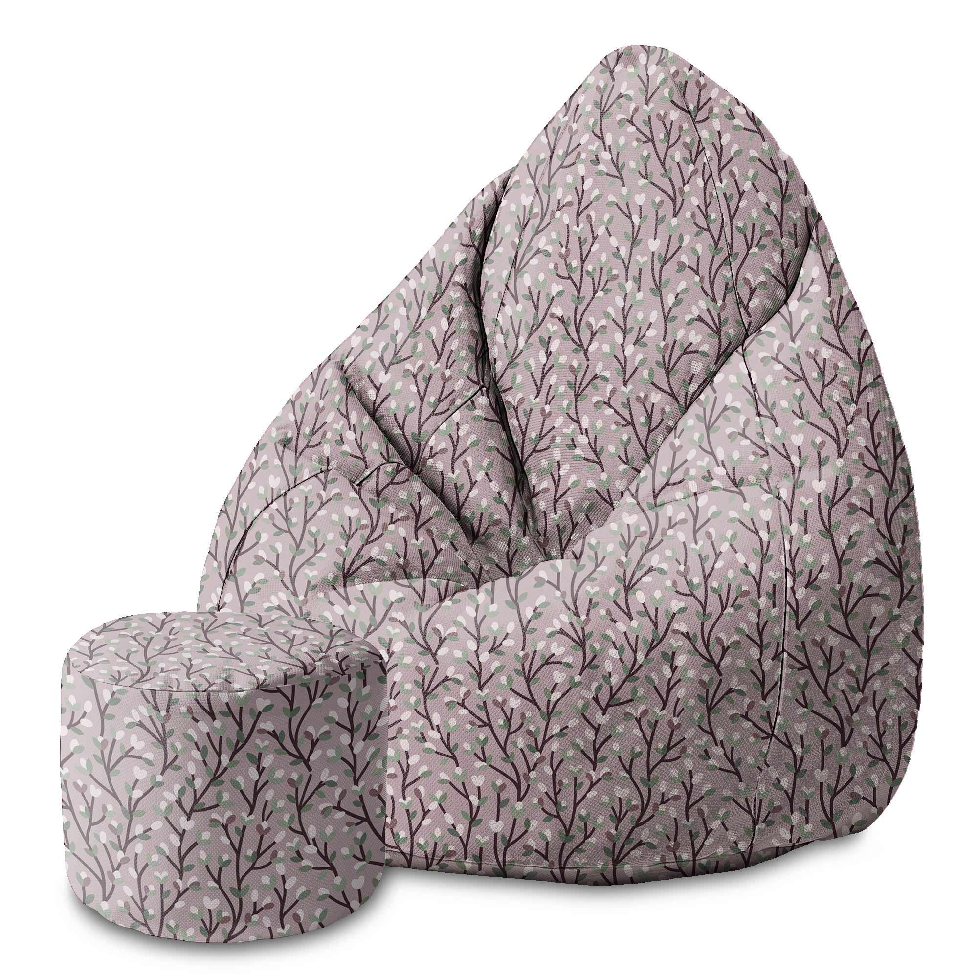 Round Pouf Footstool Branches-Velvet