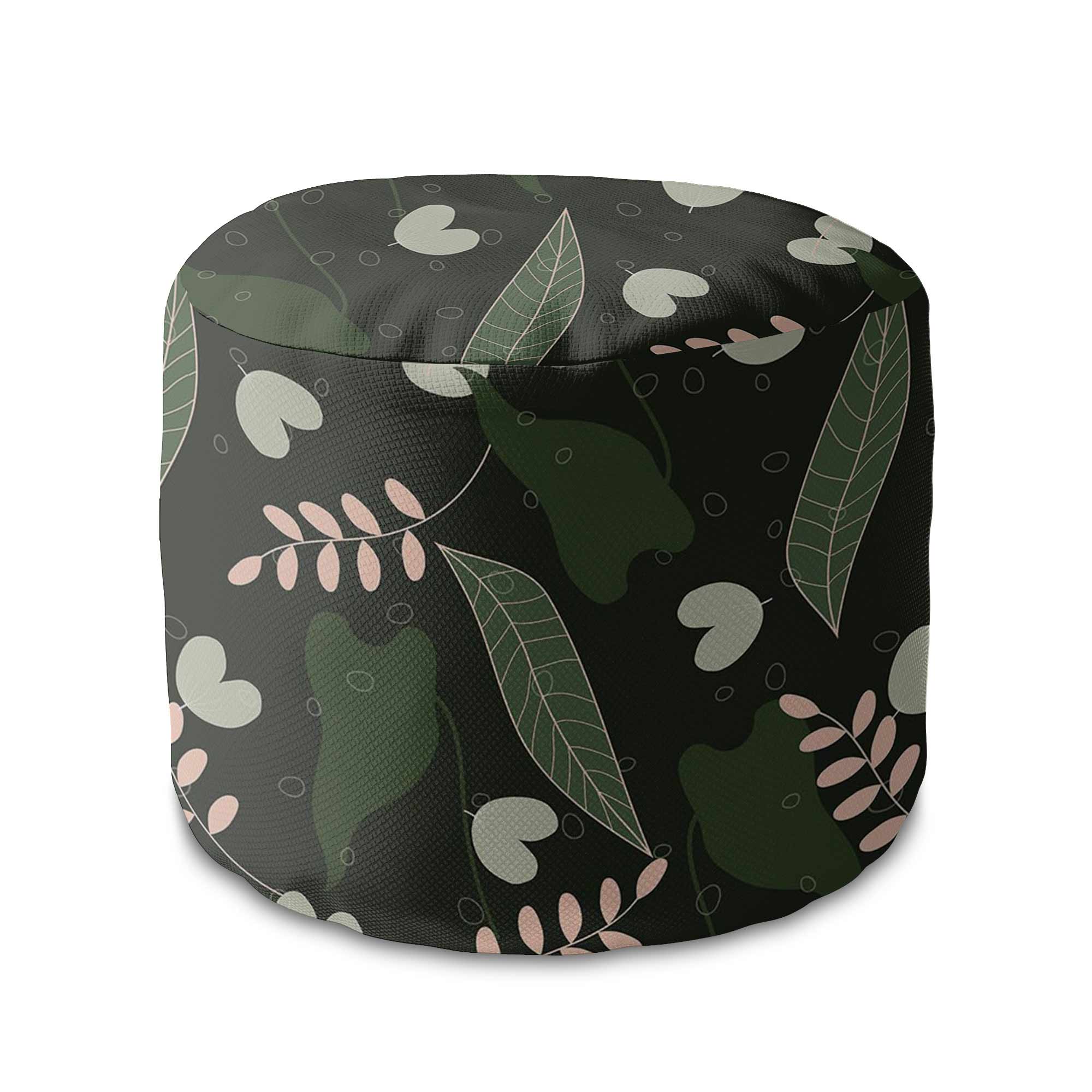 Round Pouf Footstool Summer Night-Velvet