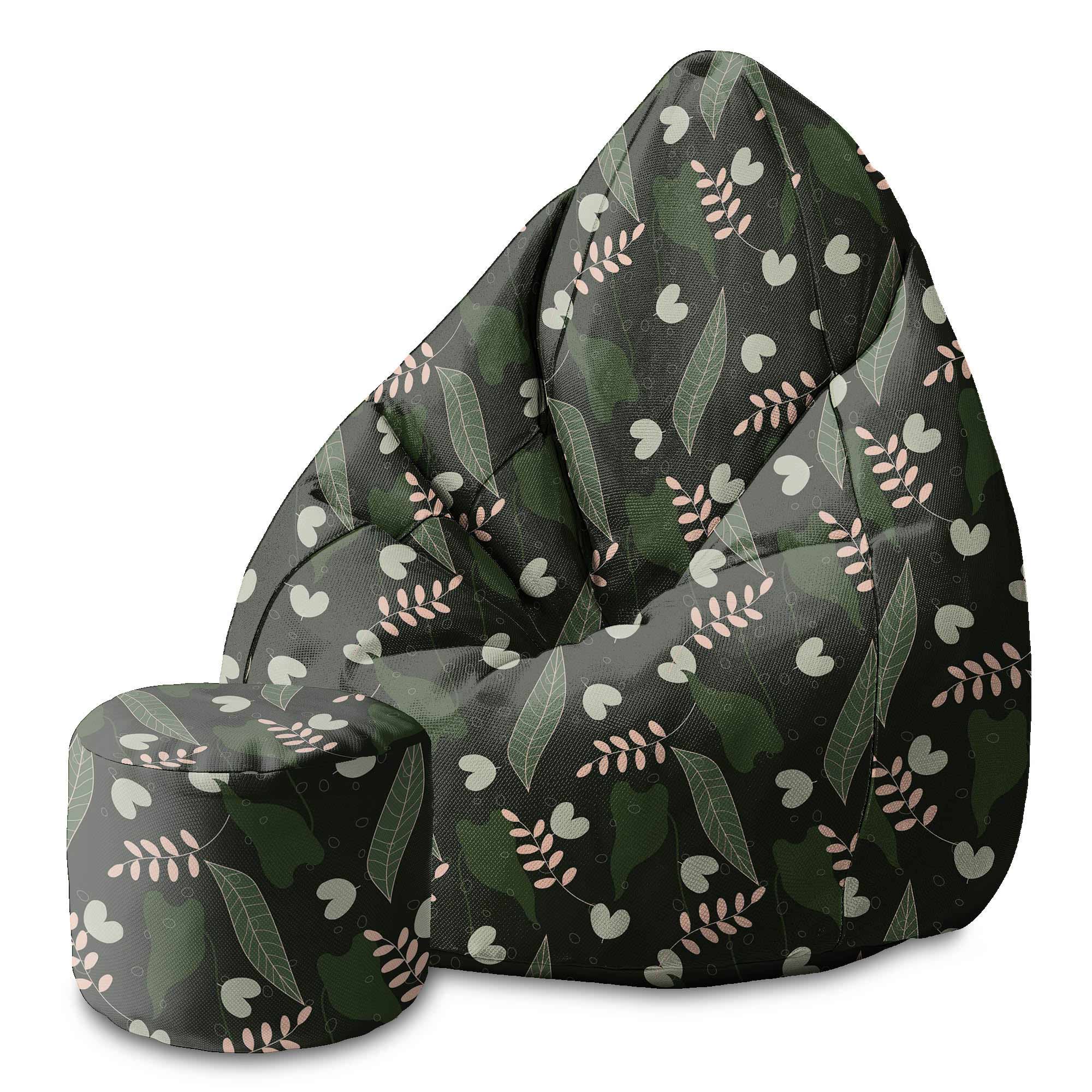Round Pouf Footstool Summer Night-Velvet