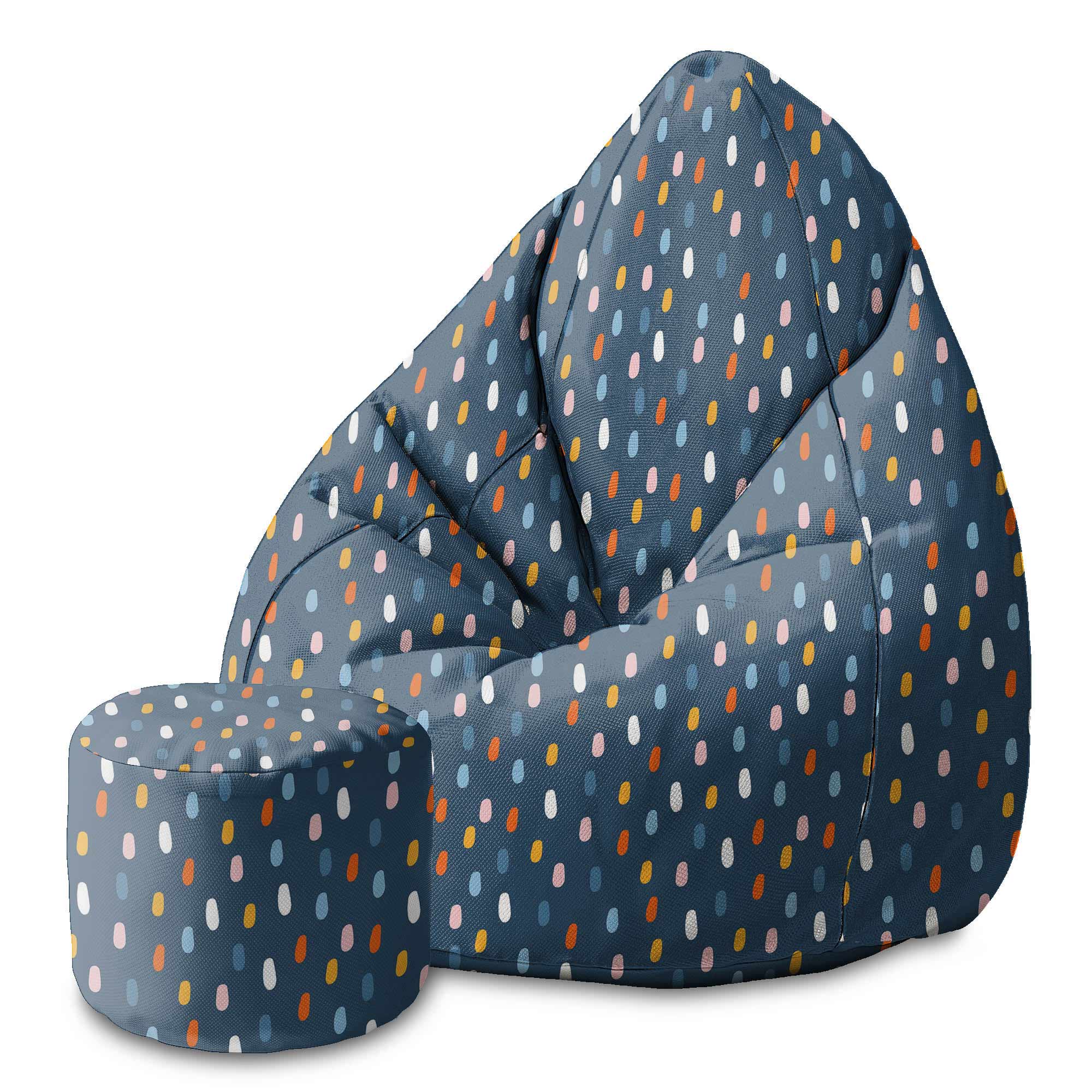 Round Pouf Footstool Colorful Rain-Oxford