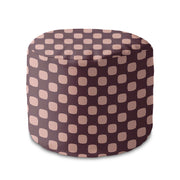 Round Pouf Footstool Geometric Squares-Velvet