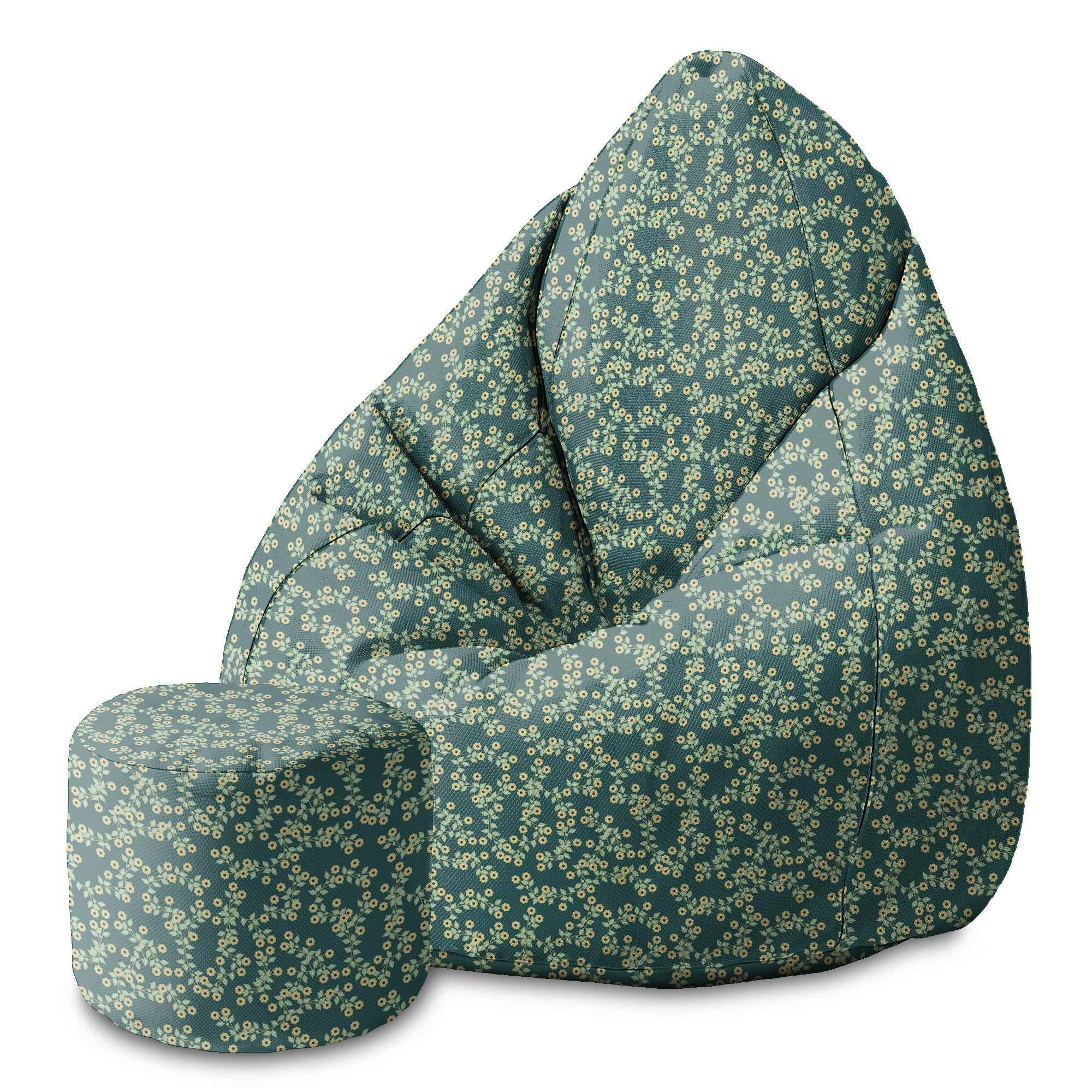 Round Pouf Footstool Tiny Flowers-Oxford