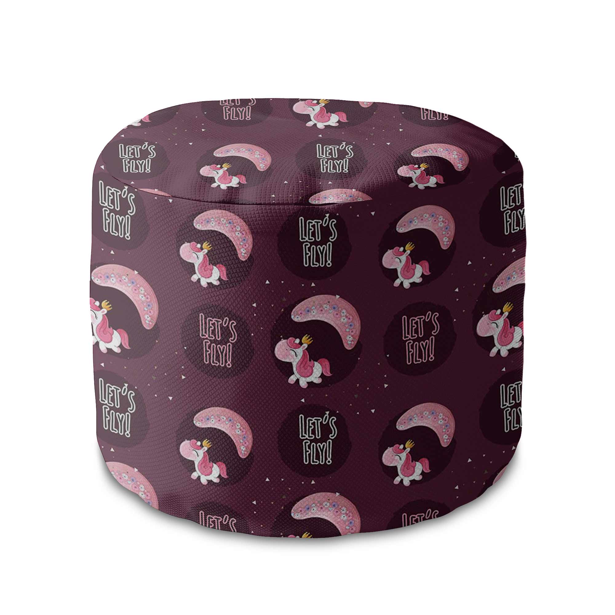 Round Pouf Footstool Let's Fly