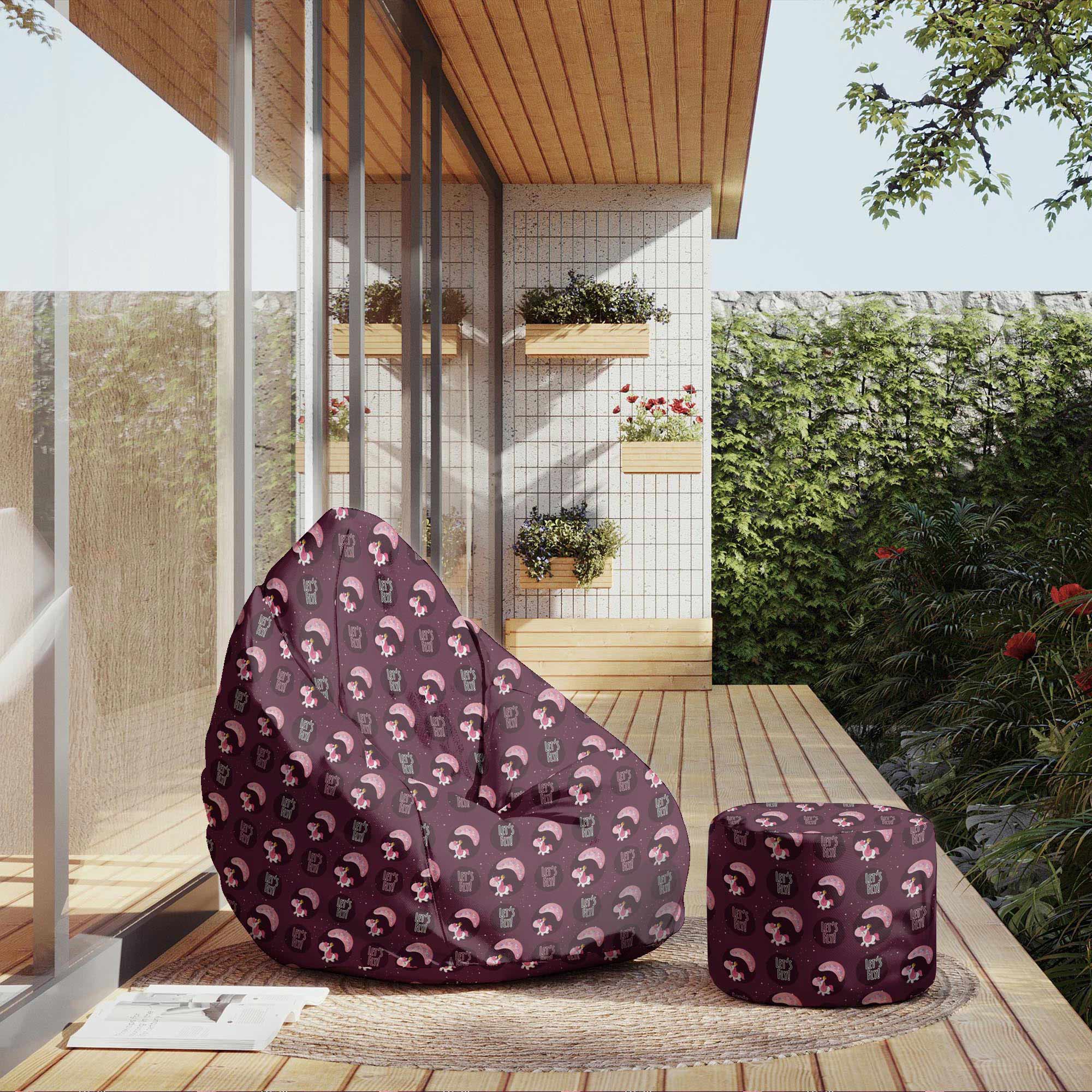 Round Pouf Footstool Let's Fly