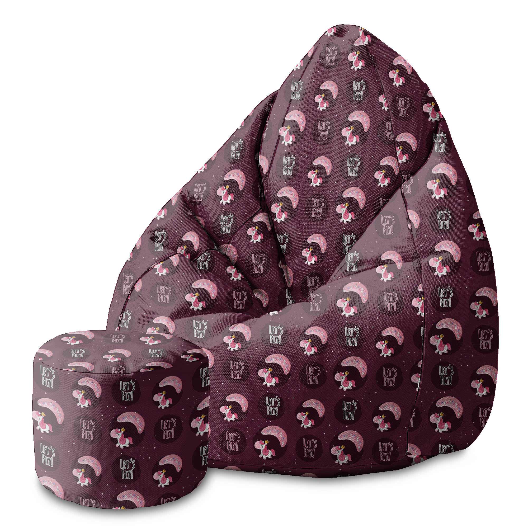 Round Pouf Footstool Let's Fly