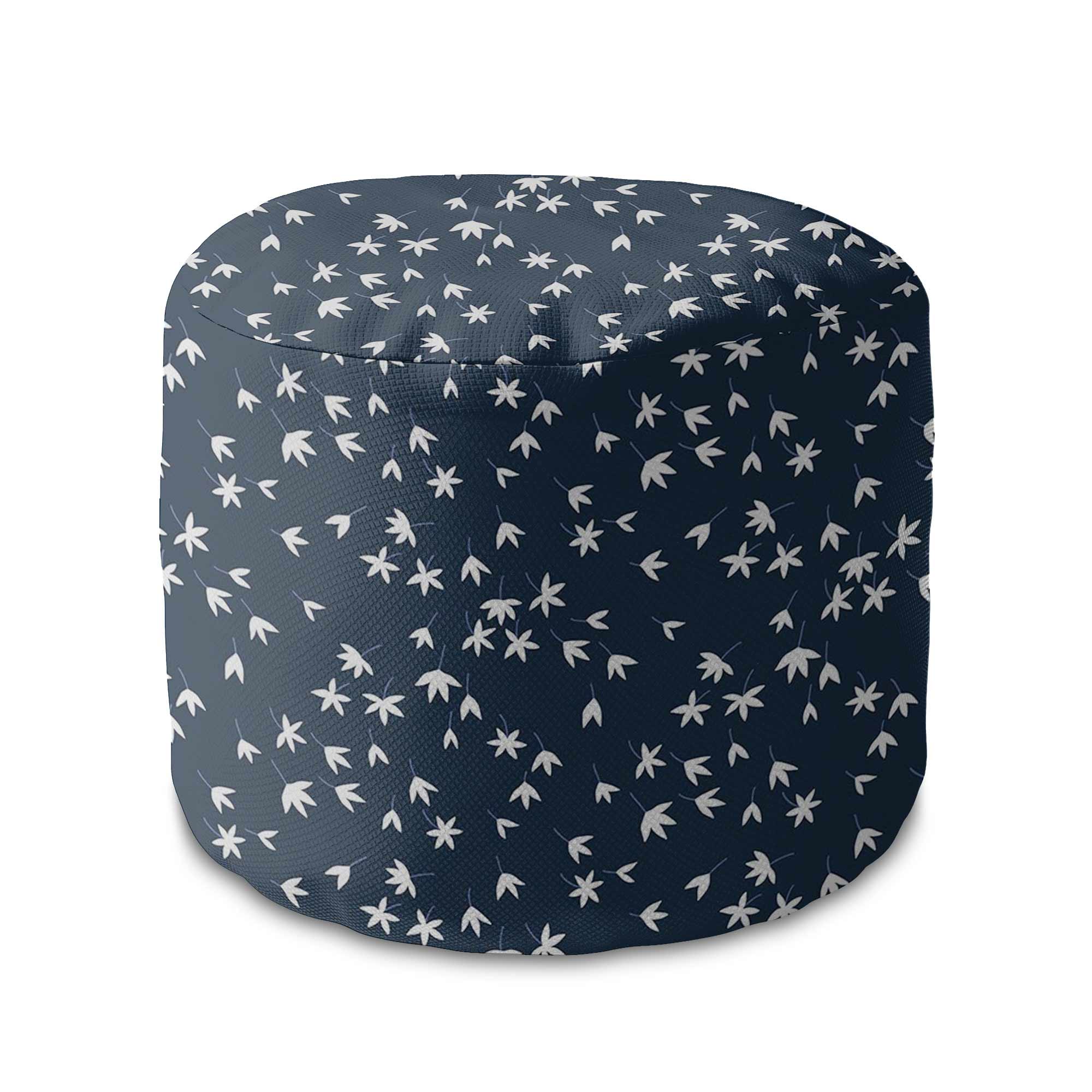 Round pouf footstool Navy Tiny Petal