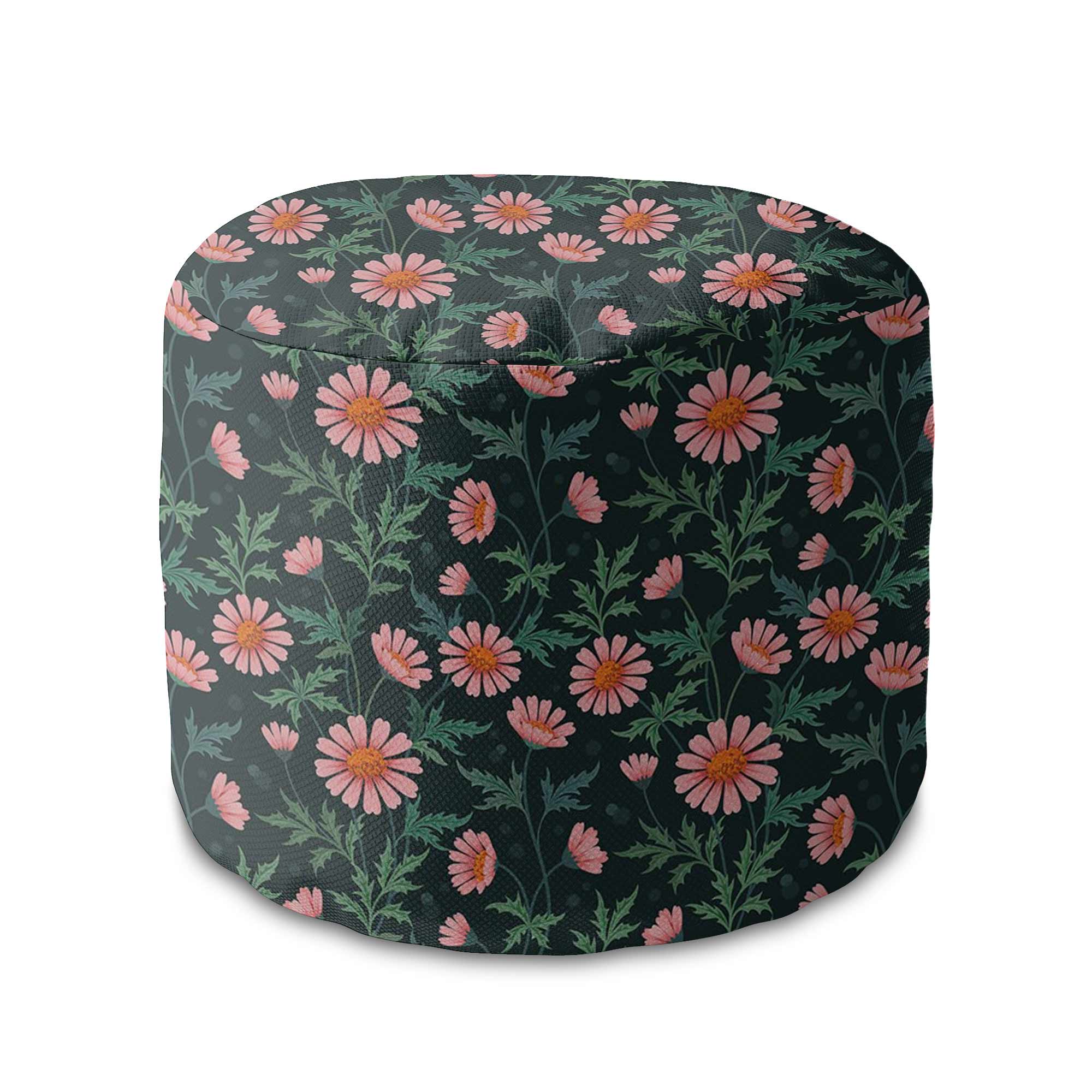 Round pouf footstool Oxeye Daisy