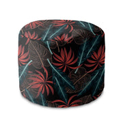 Round pouf footstool Exotic Leaves on Dark-Oxford