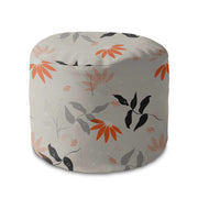 Round Pouf Footstool Sunny Autumn Flowers