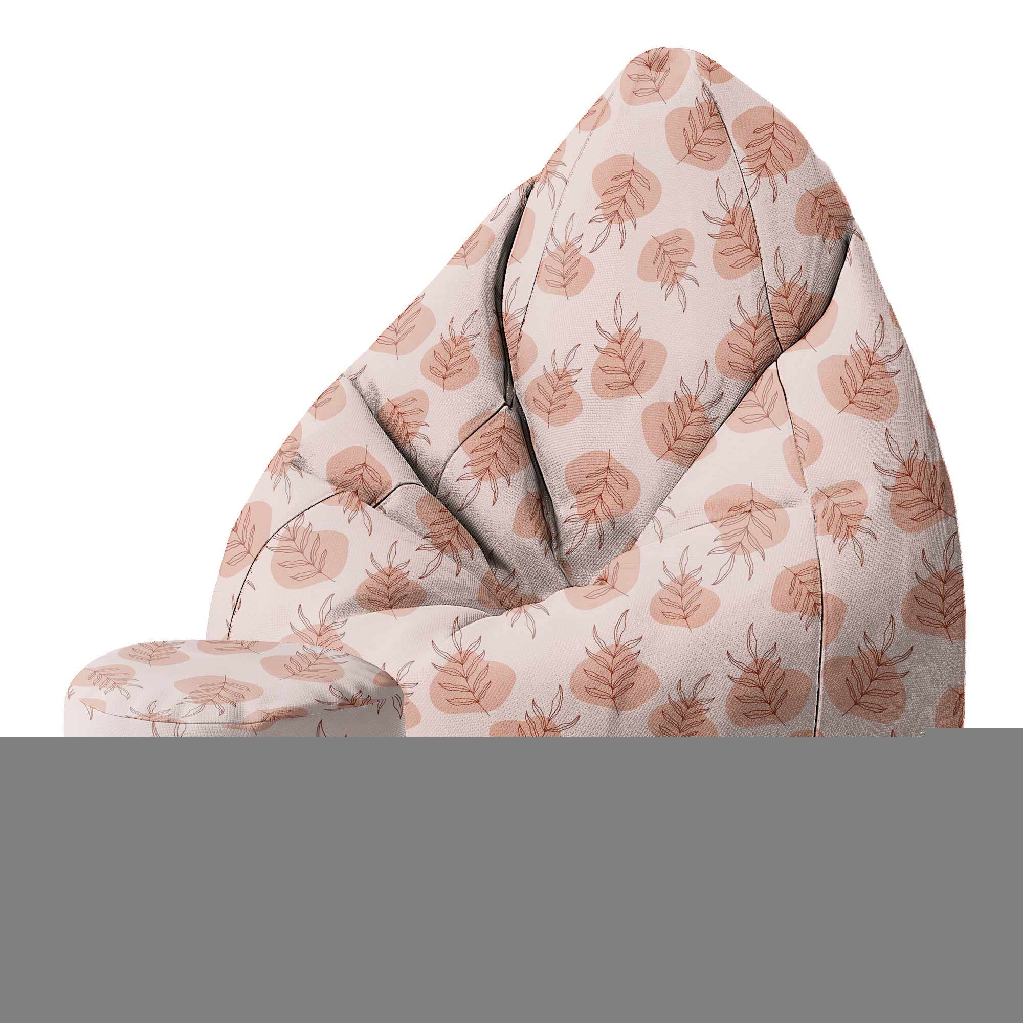 Round Pouf Footstool Botanical Flowers and Leaves