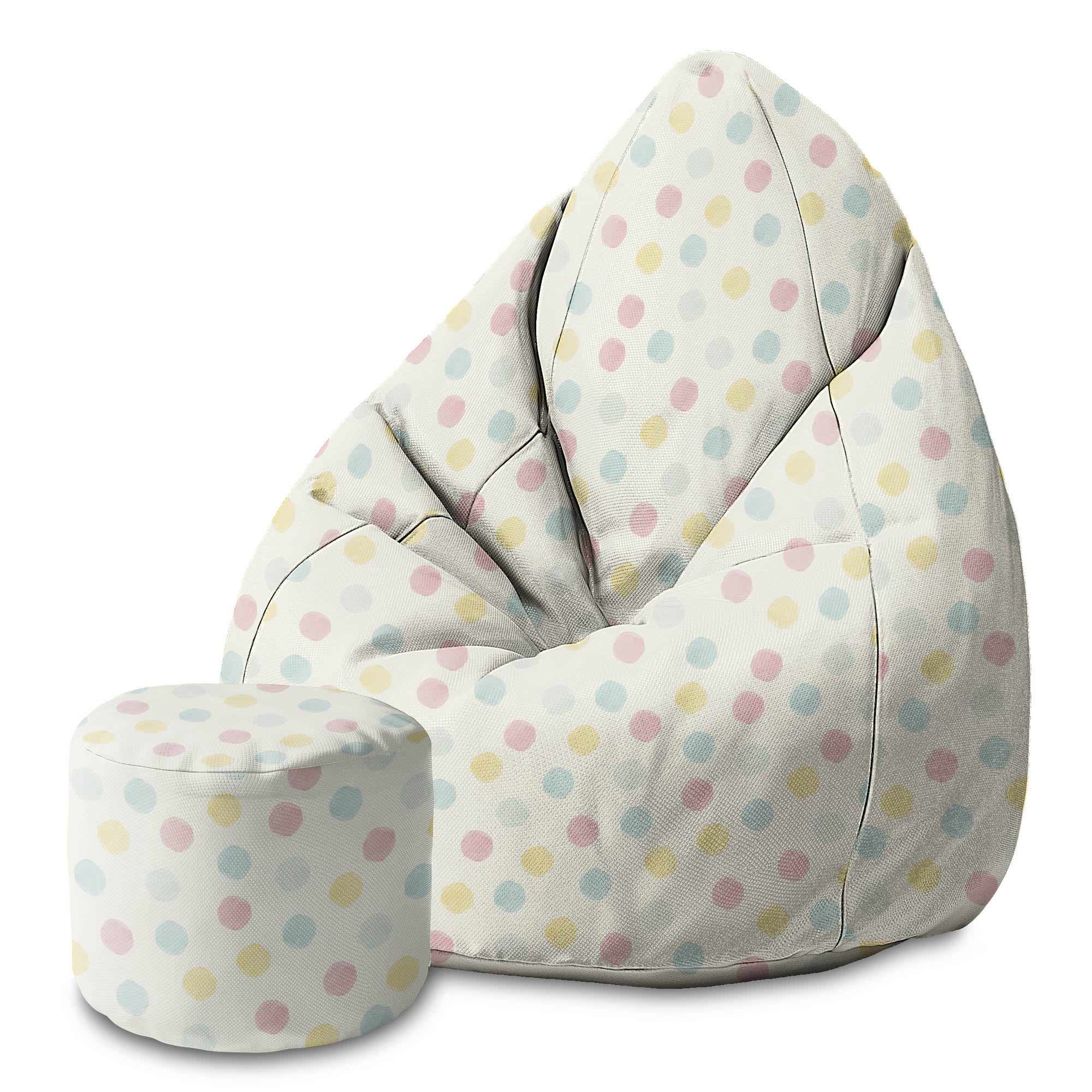 Round Pouf Footstool Pastel Spots